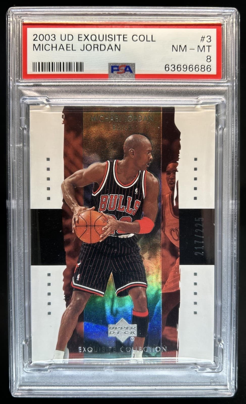 2003-04 Upper Deck Exquisite Michael Jordan #/225 Bulls PSA 8