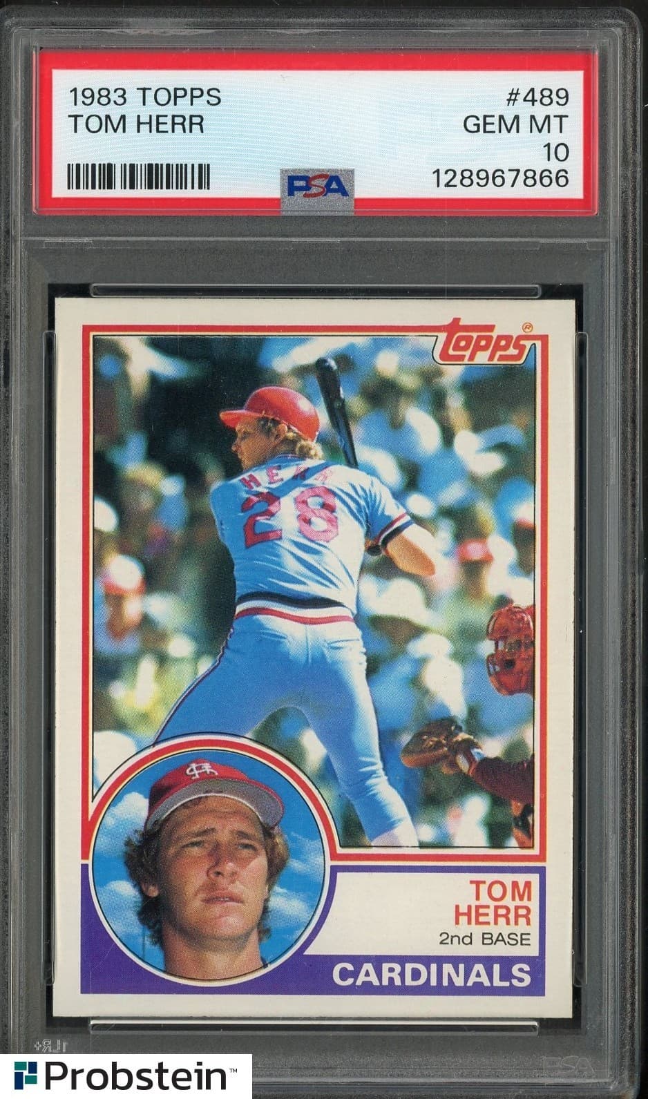 1983 Topps #489 Tom Herr St Louis Cardinals PSA 10 GEM MINT