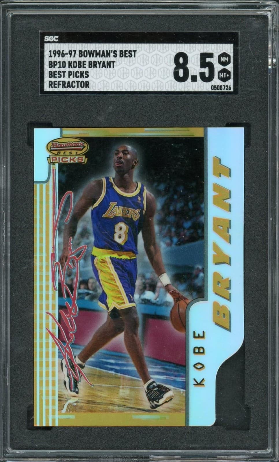1996-97 Bowman's Best Kobe Bryant Best Picks Refractor #BP10 SGC 8.5