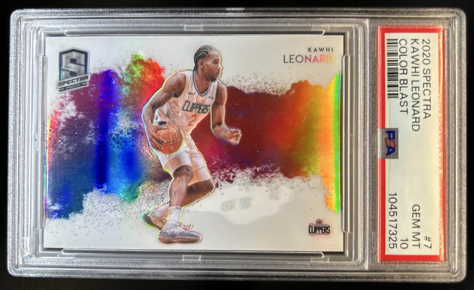 2020-21 Panini Spectra Kawhi Leonard Color Blast SSP #7 Clippers PSA 10 GEM MINT