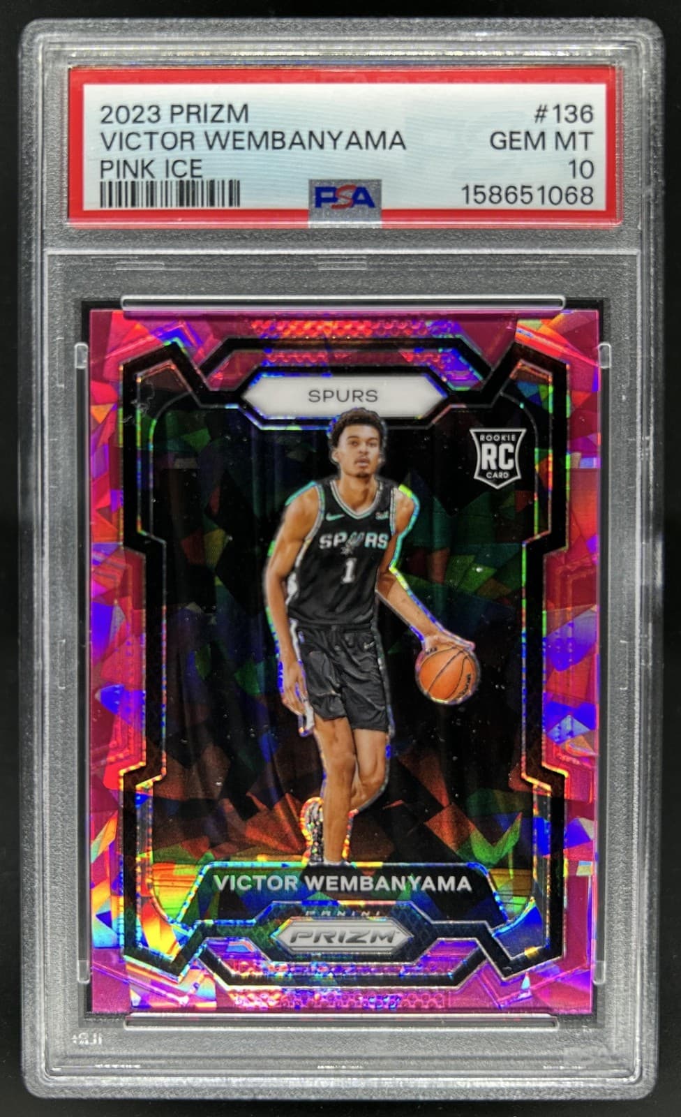 2023-24 Panini Prizm Victor Wembanyama Prizm Pink Ice RC #136 Spurs PSA 10