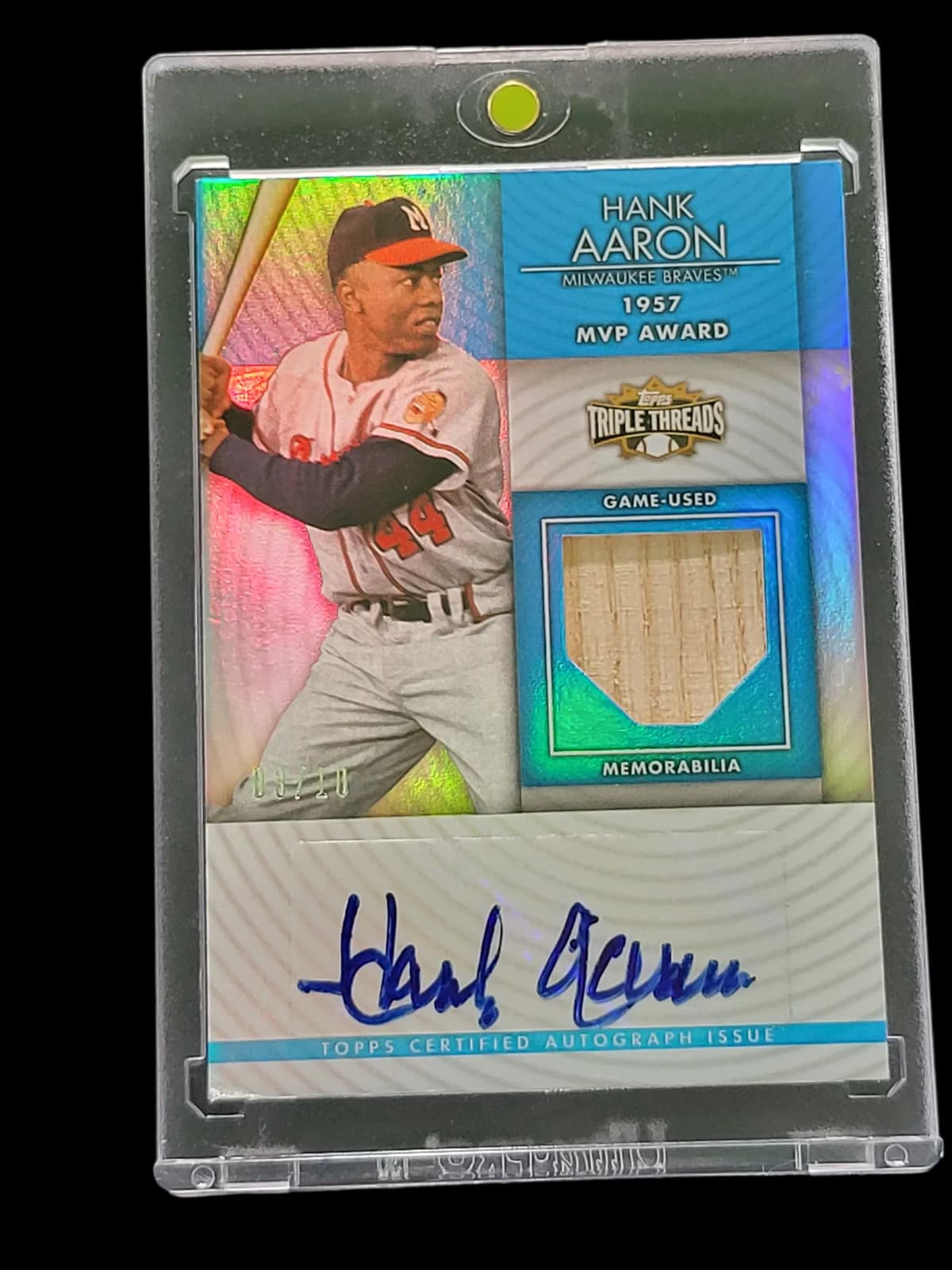 2012 Topps Triple Hank Aaron TTUAR-40 Topps Certified Auto Memorabilia Game-Used