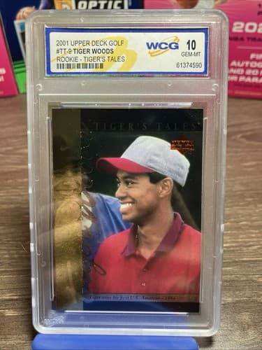 2001 Upper Deck Golf #TT-9 Tiger Woods Rookie Tigers Tales WCG Grade 10MT 30021