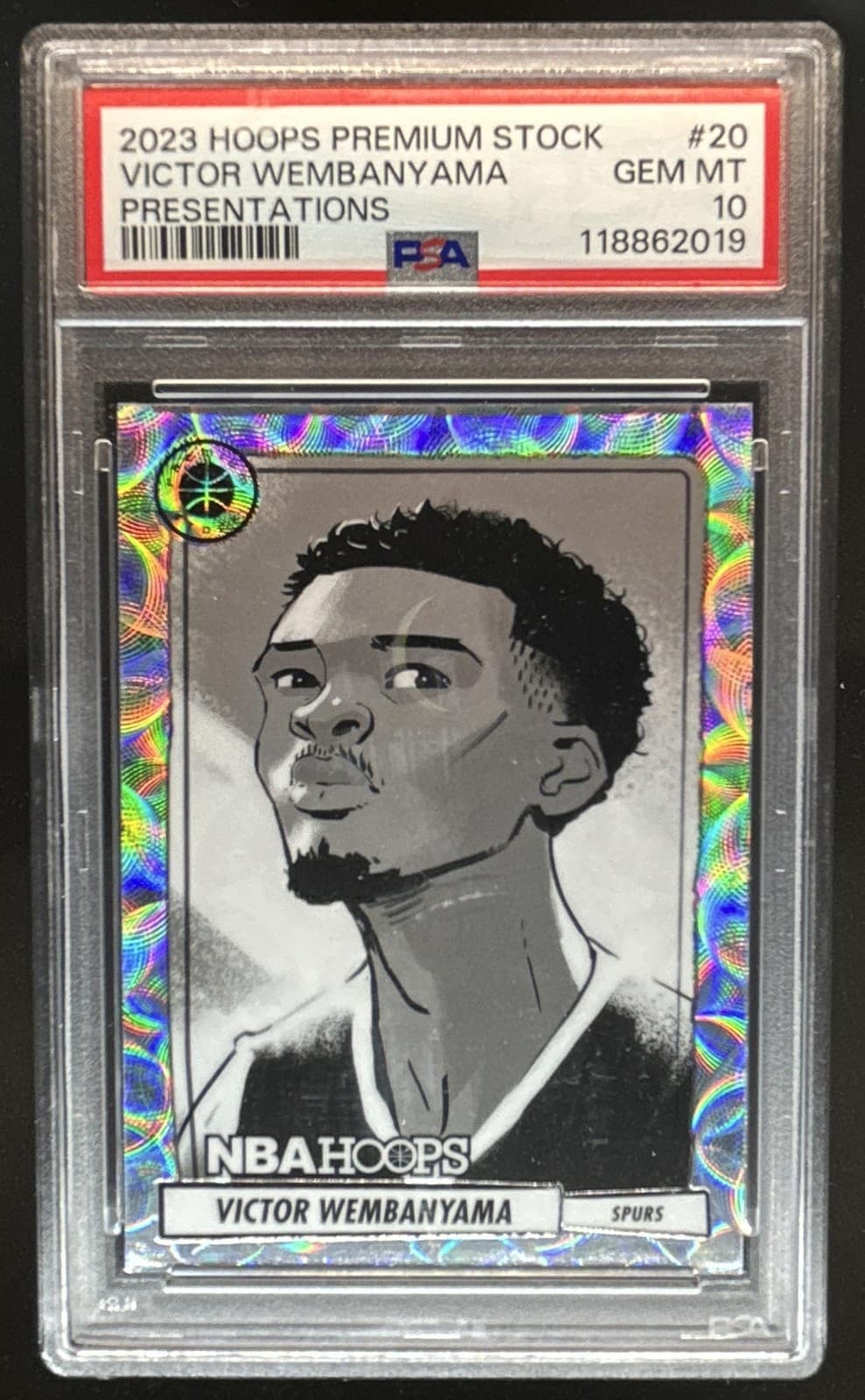 2023-24 Hoops Premium Stock Victor Wembanyama Presentations SP Rookie #20 PSA 10