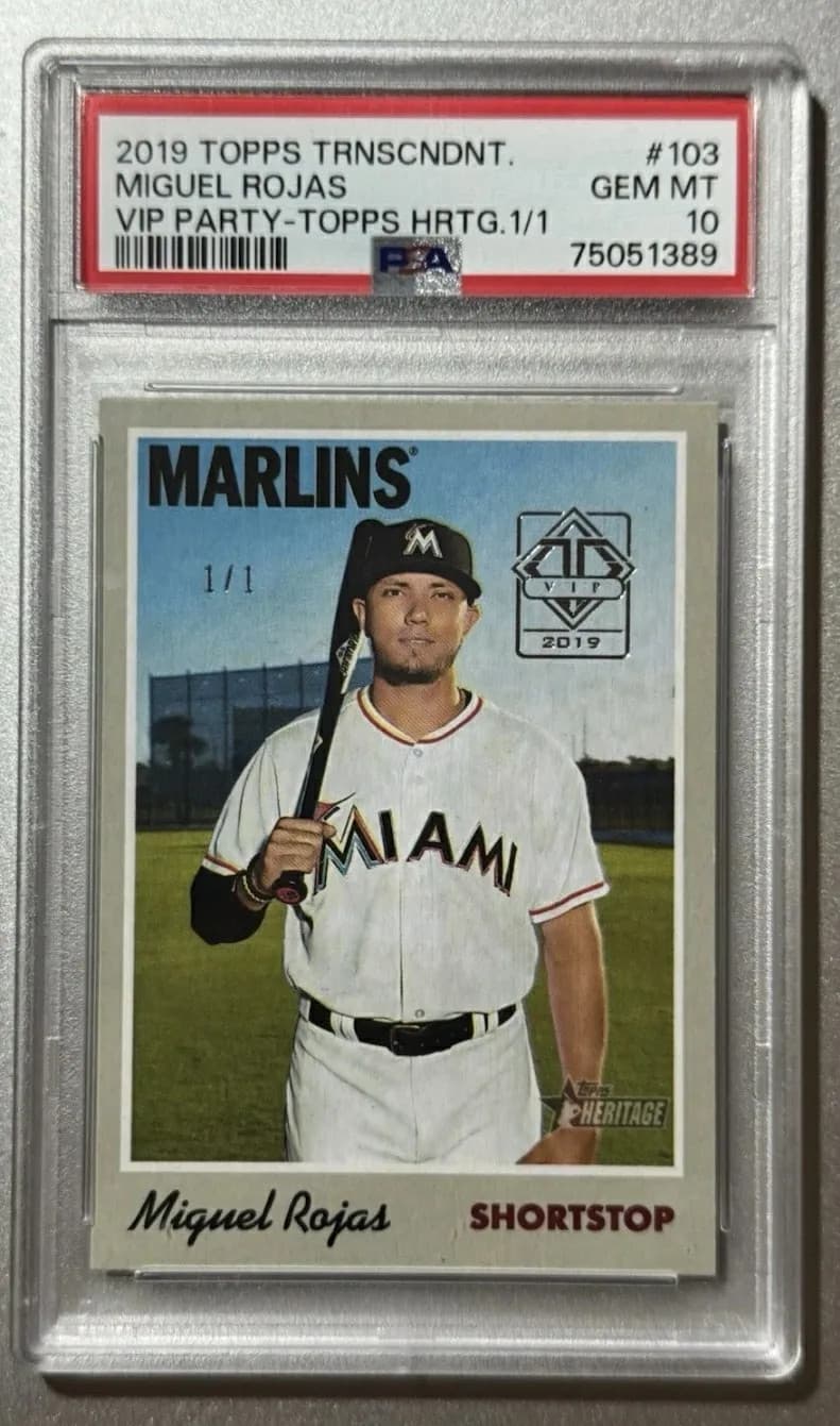 2019 Topps Transcendent VIP Party Miguel Rojas #103 Hrtg. One of One PSA 10