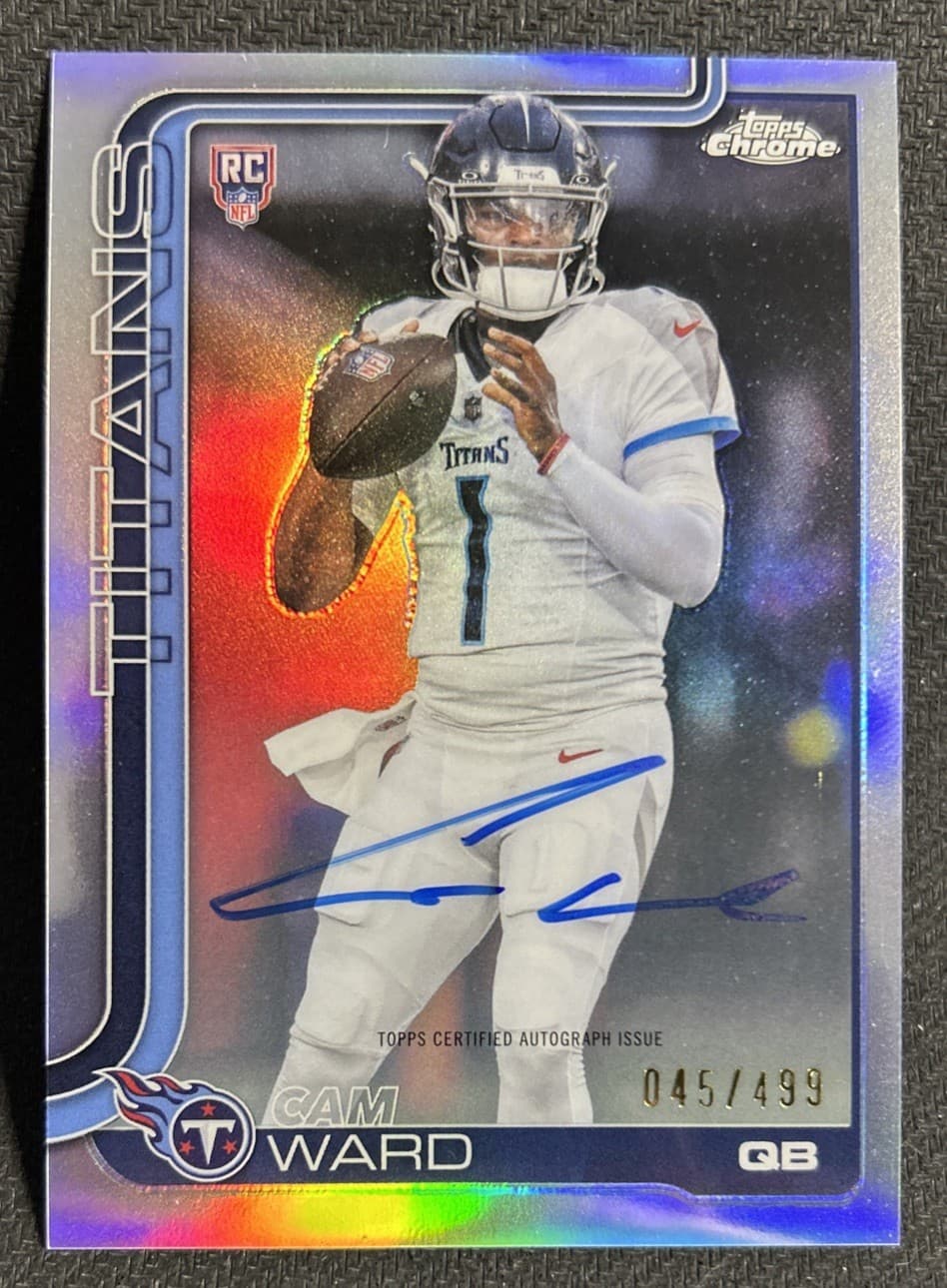 2025 Topps Chrome Football Cam Ward Refractor Rookie Auto /499 Rookie RC Titans