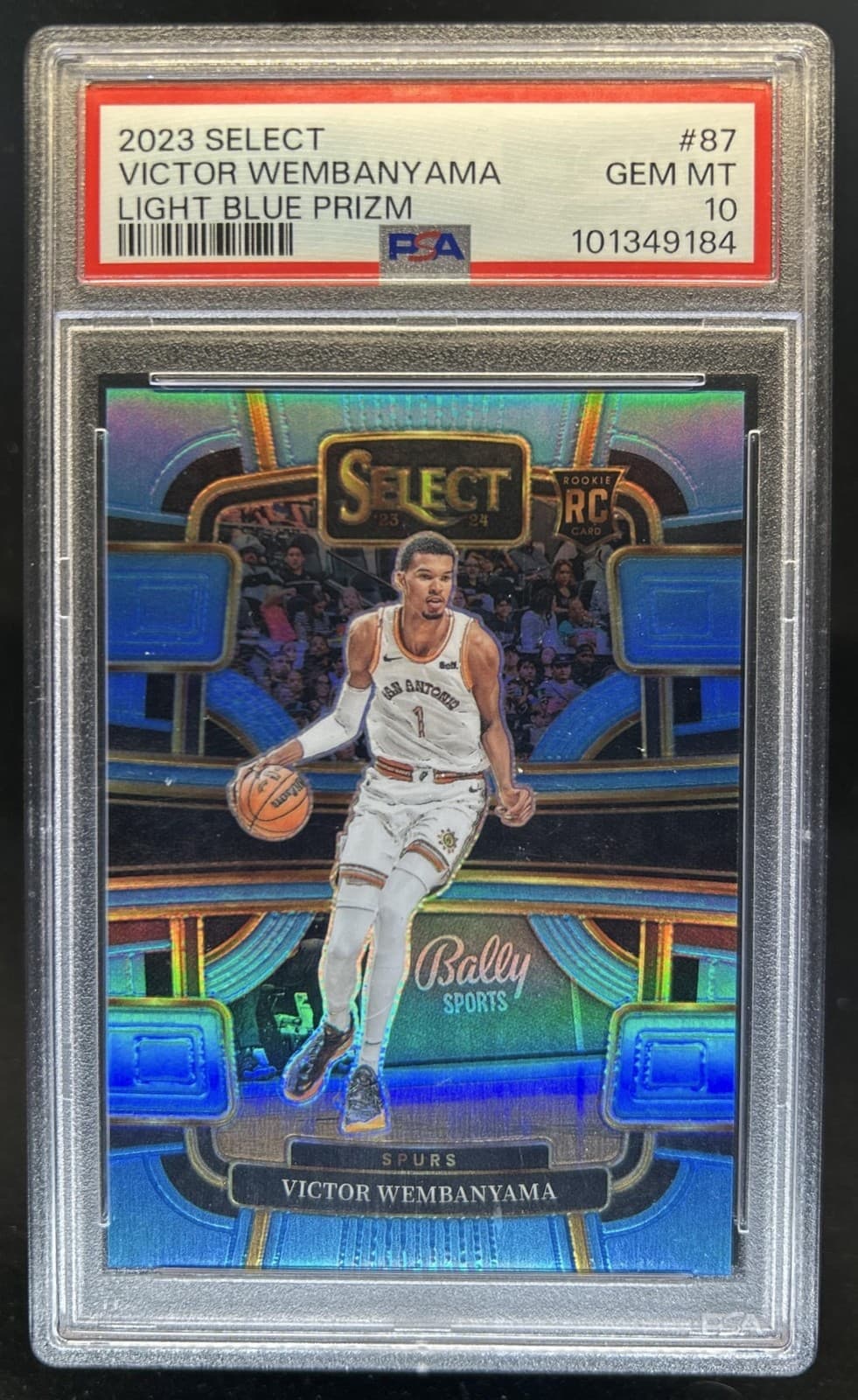 2023-24 Select Victor Wembanyama RC Light Blue Prizm Concourse #/299 PSA 10