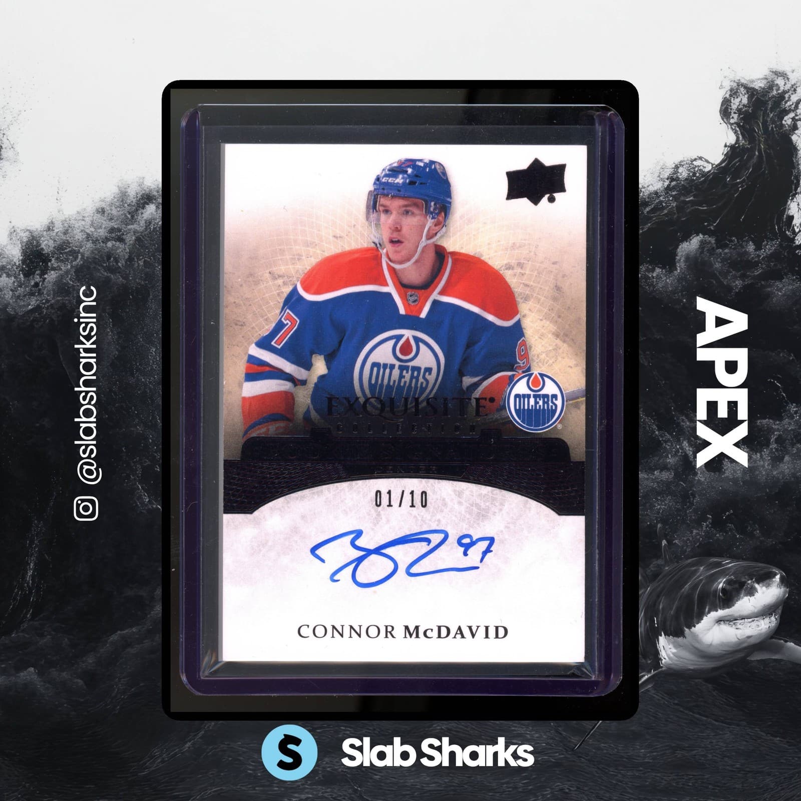 2015 UPPER DECK ICE CONNOR MCDAVID EXQUISITE ROOKIE SIGNATURES BLACK AUTO RC /10