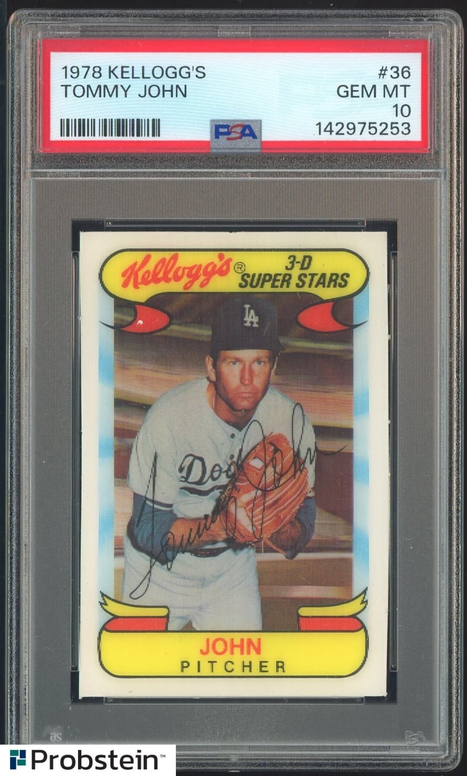 1978 Kellogg's 3-D #36 Tommy John Los Angeles Dodgers PSA 10 Gem Mint