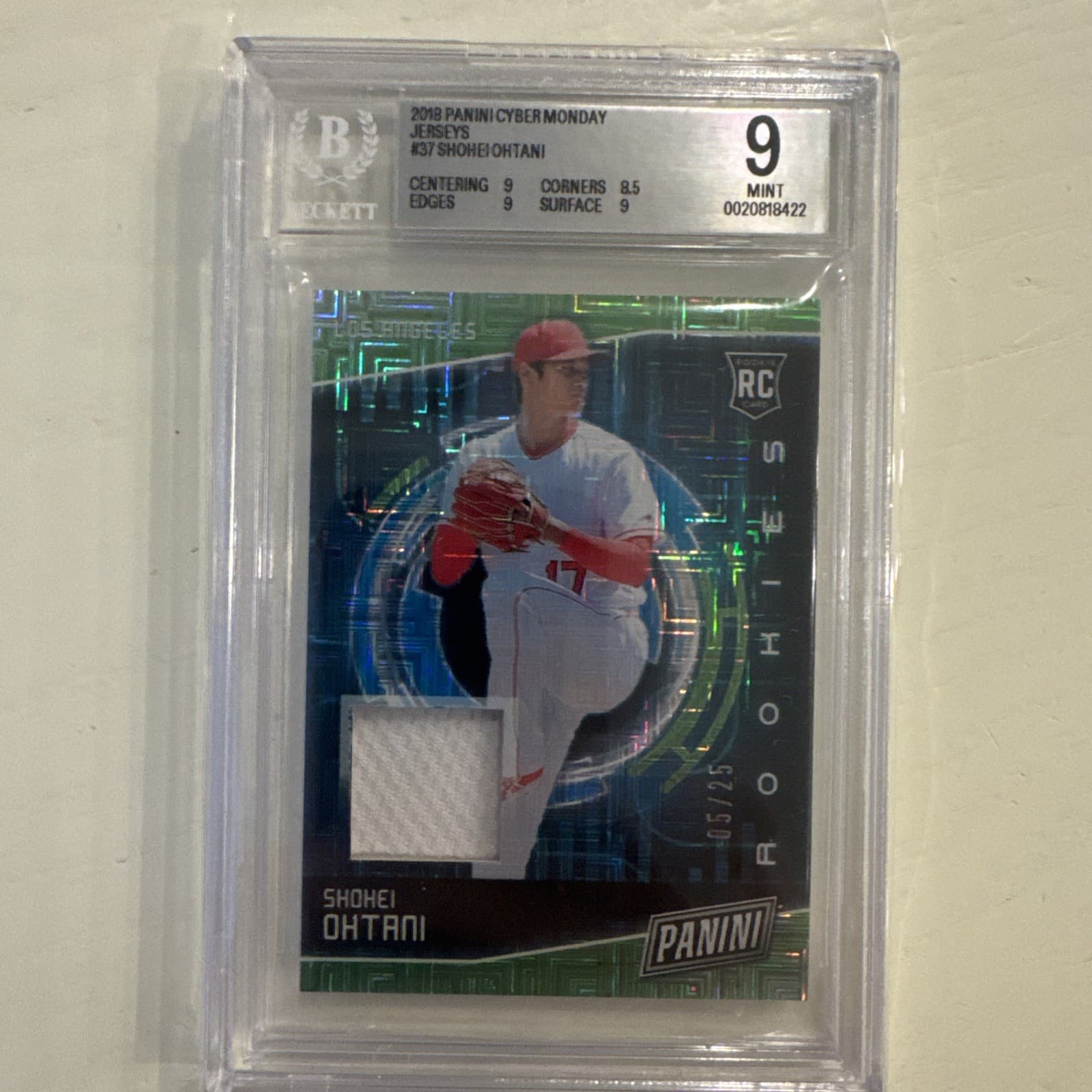 Rookie Shohei Ohtani 2018 Panini Cyber Monday Jersey Patch #/25 Escher Refractor