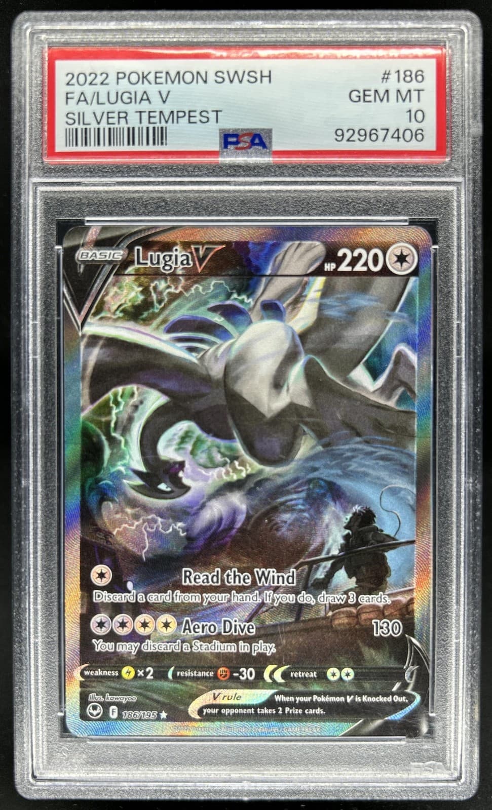 2022 Pokemon SWSH Silver Tempest Lugia V #186/195 PSA 10 GEM MINT