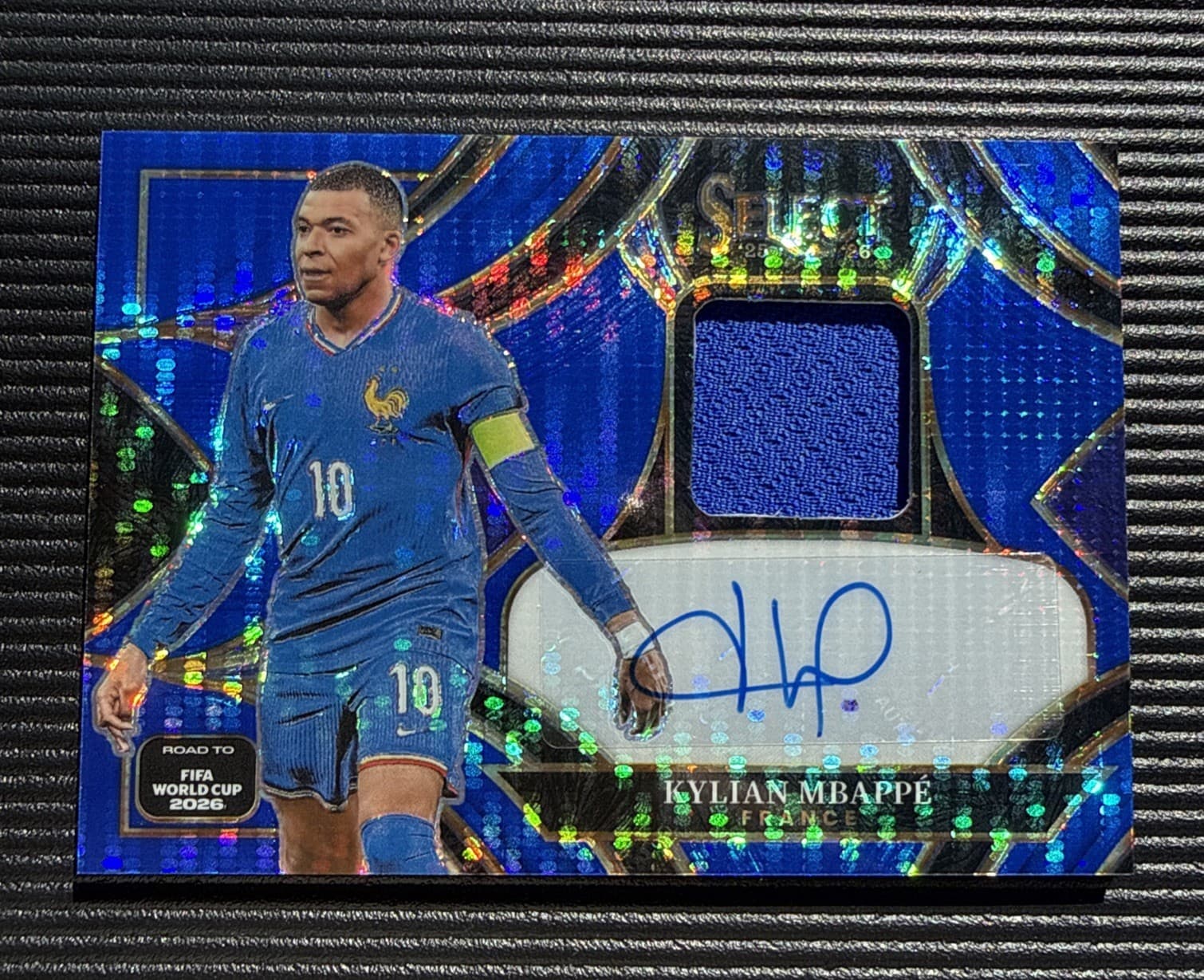 2026 Select FIFA World Cup #AM-KM Kylian Mbappé Blue Pulsar AUTO Memorabilia