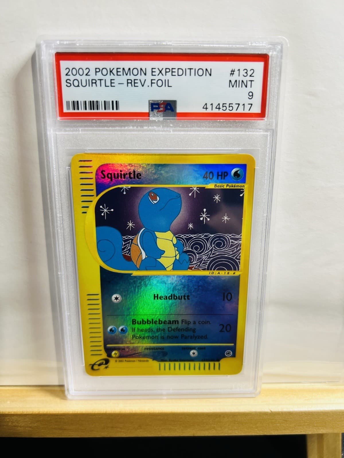 Vintage 2002 Pokemon Expedition Base Set Squirtle Reverse Foil #132 PSA 9 Rare!
