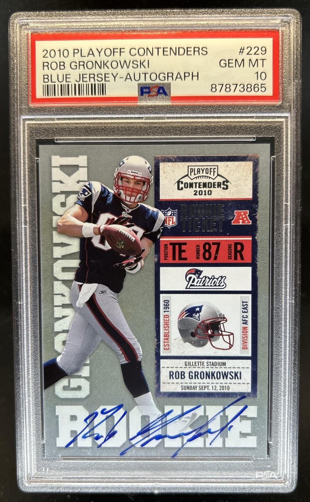 2010 Panini Playoff Contenders Rob Gronkowski RC Auto #229a Patriots PSA 10