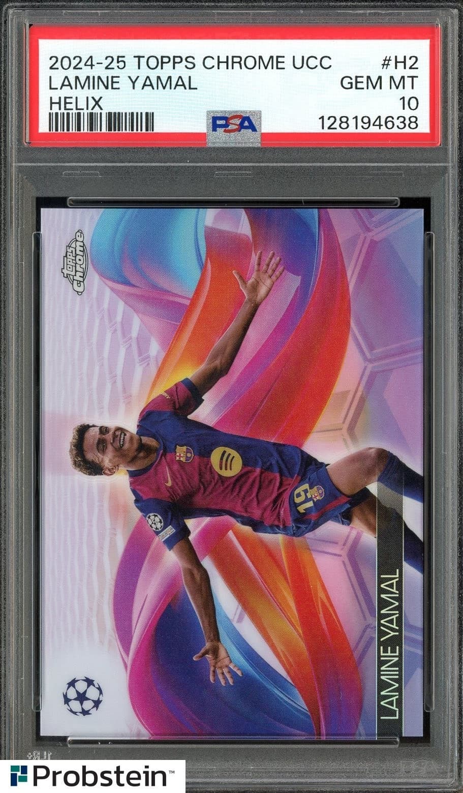 2024-25 Topps Chrome UCC Soccer Helix #H2 Lamine Yamal SSP CASE HIT PSA 10