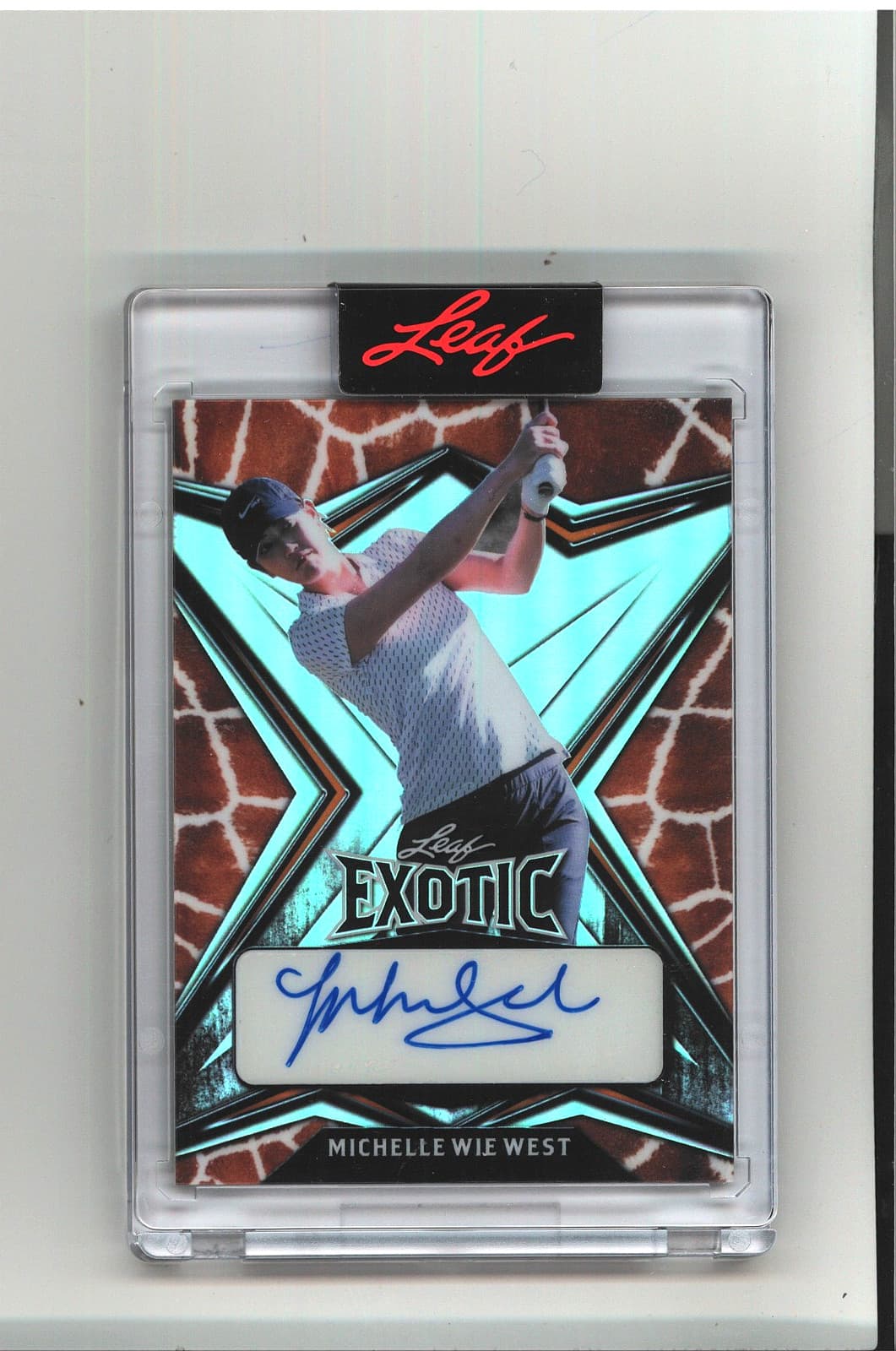#2/5 Michelle Wie West Auto 2022 Leaf EXOTIC GIRAFFE Variant Golf Autograph