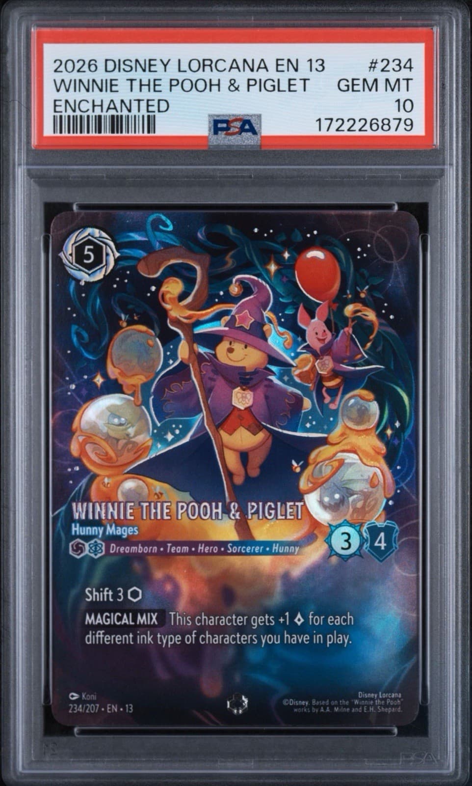 Disney Lorcana Winnie The Pooh & Piglet - Hunny Mages Enchanted PSA 10 IN HAND!