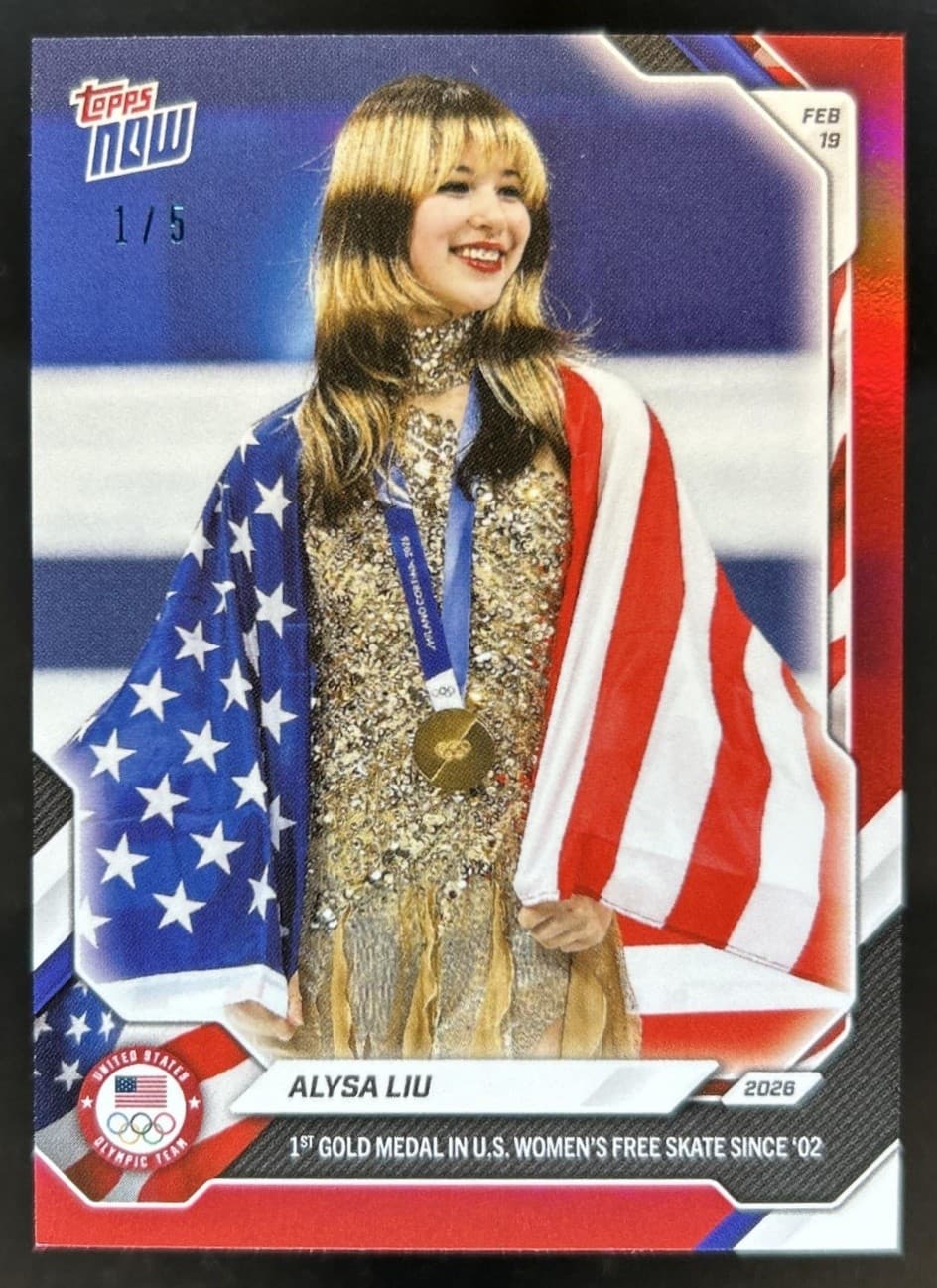 2026 Topps Now Olympic Games Alysa Liu 1st Gold Medal Red Foil #1/5