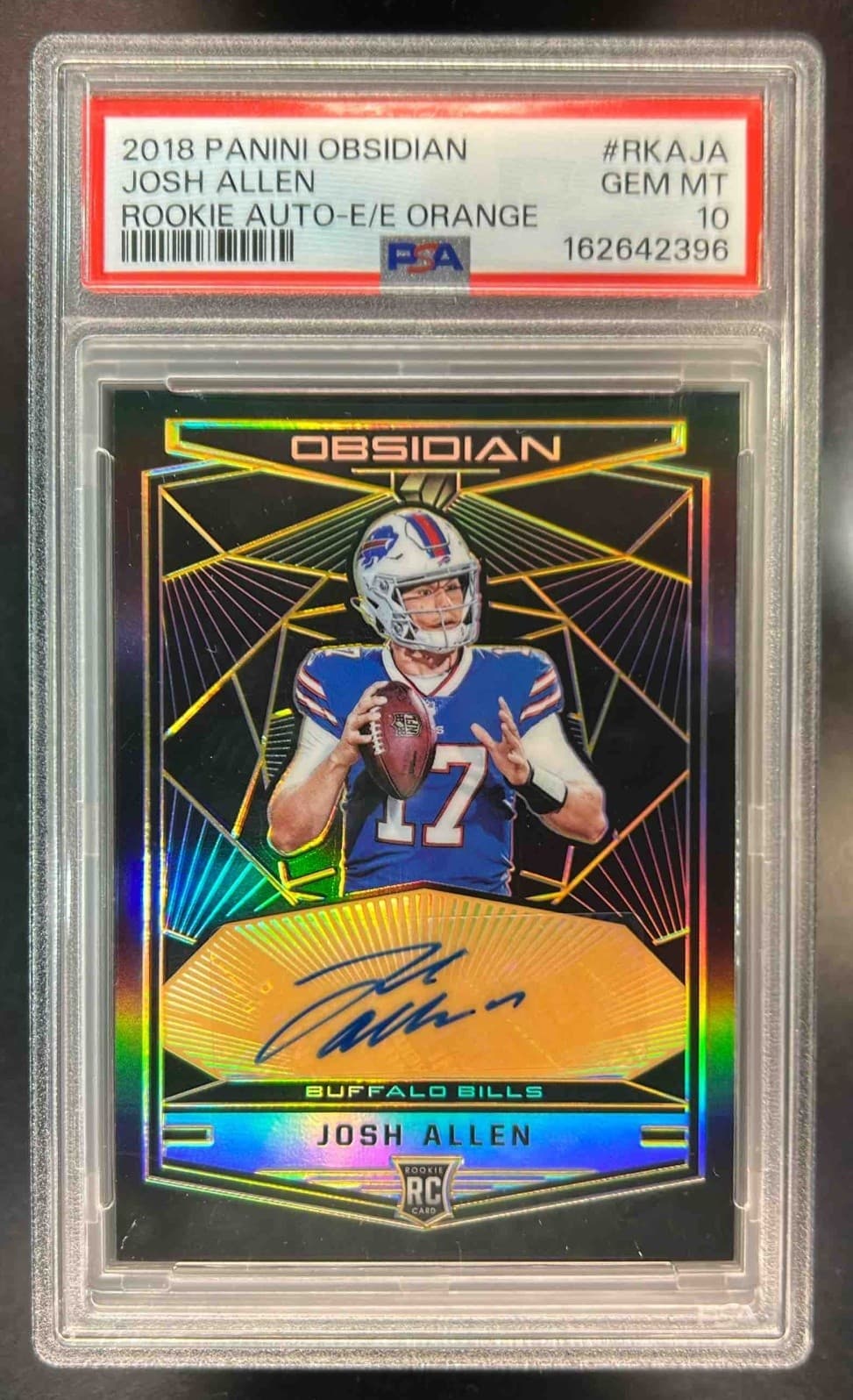2018 Panini Obsidian Josh Allen Electric Etch Orange Rookie Auto RC #/35 PSA 10