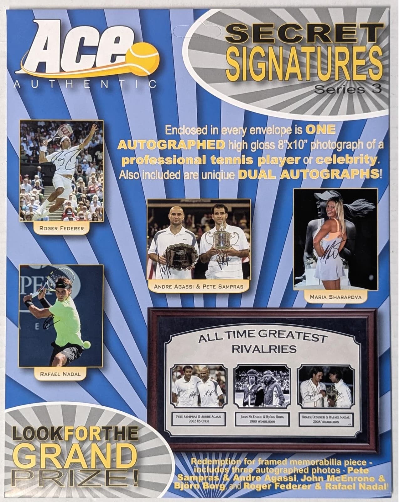2012 Ace Authentic Secret Signatures 8x10 Series 3 Tennis Hobby Box