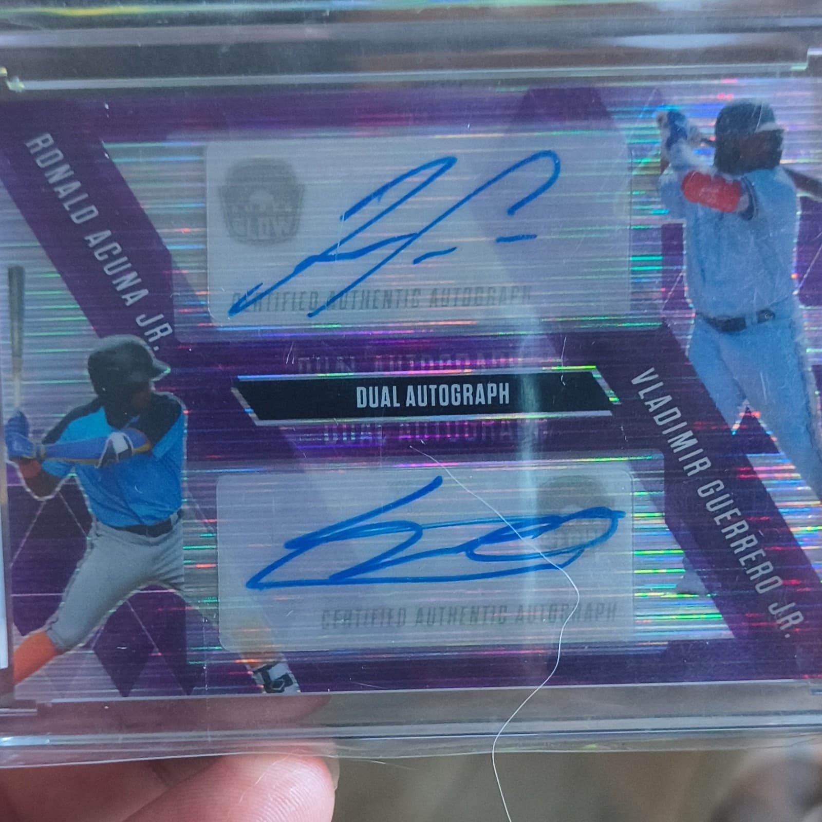 Super Glow 2022 Dual Autograph 1/1 Acuna Jr. Guerrero Jr. Serial Numbered Card