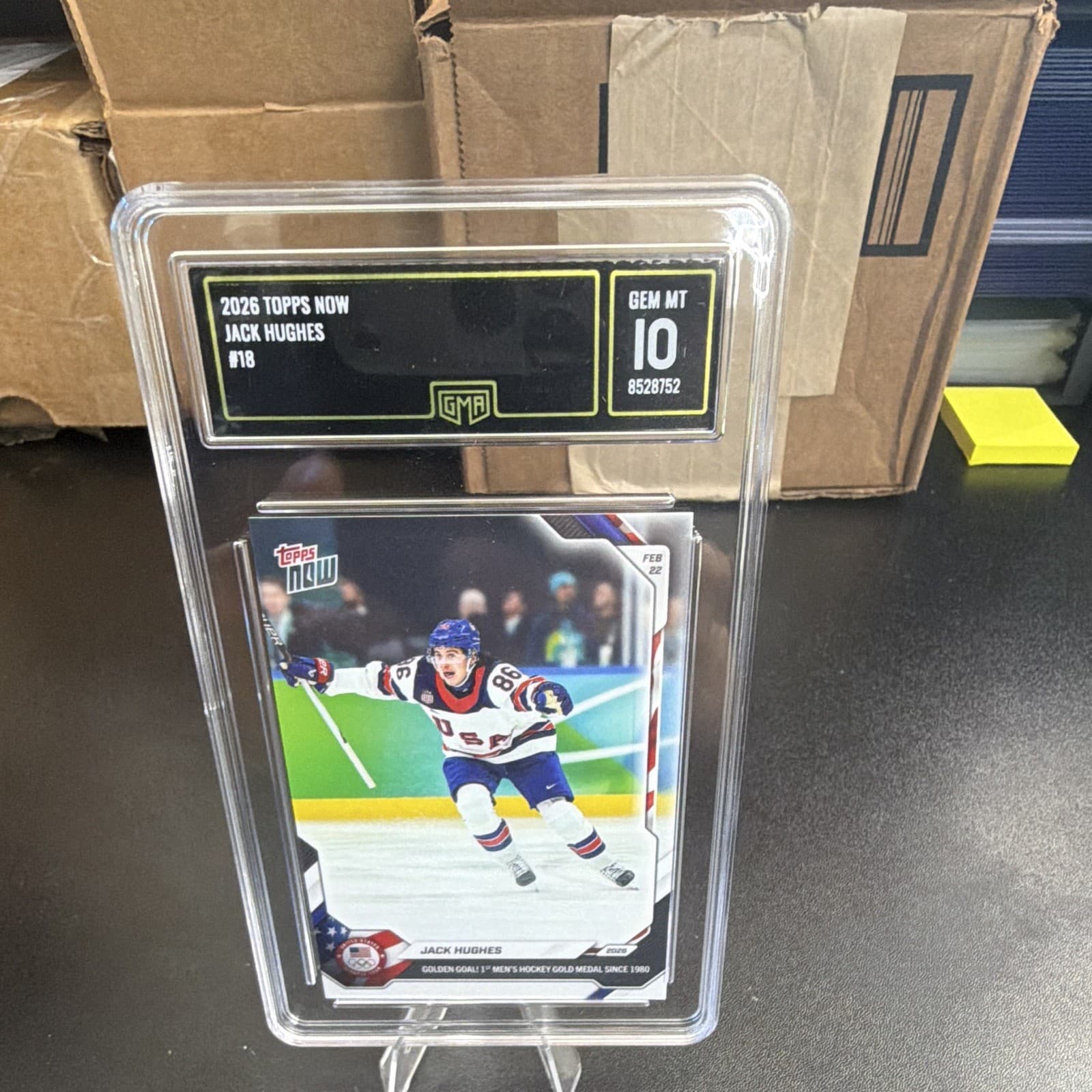 Topps 2026 Topps Now Jack Hughes #18 USA Hockey Olympics GMA 10