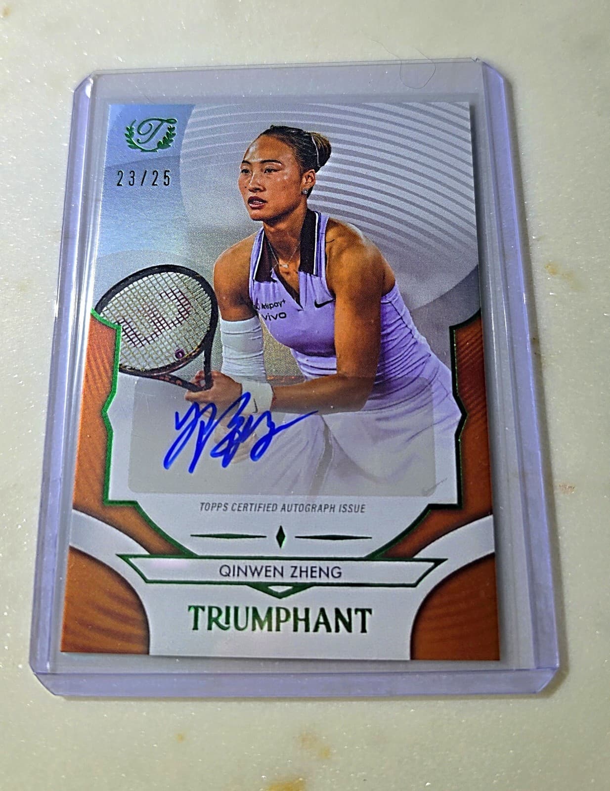 2025 Topps Triumphant Tennis Qinwen Zheng Orange Auto /25 eBay 1/1 🔥 Looks Mint