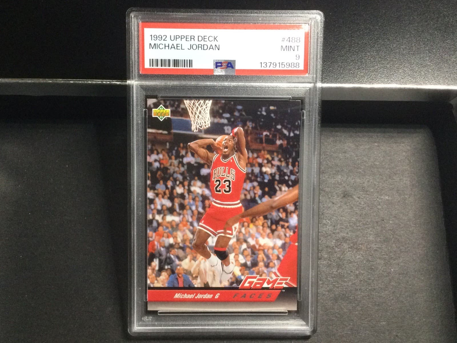 1992 Upper Deck #488 Michael Jordan Game Faces Basketball Card PSA 9 Mint