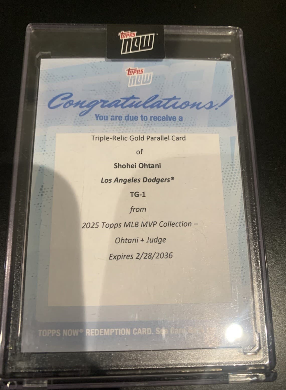 2025 Topps MVP Collection Shohei Ohtani THEGAME Triple Relic Redemption /50 TG-1