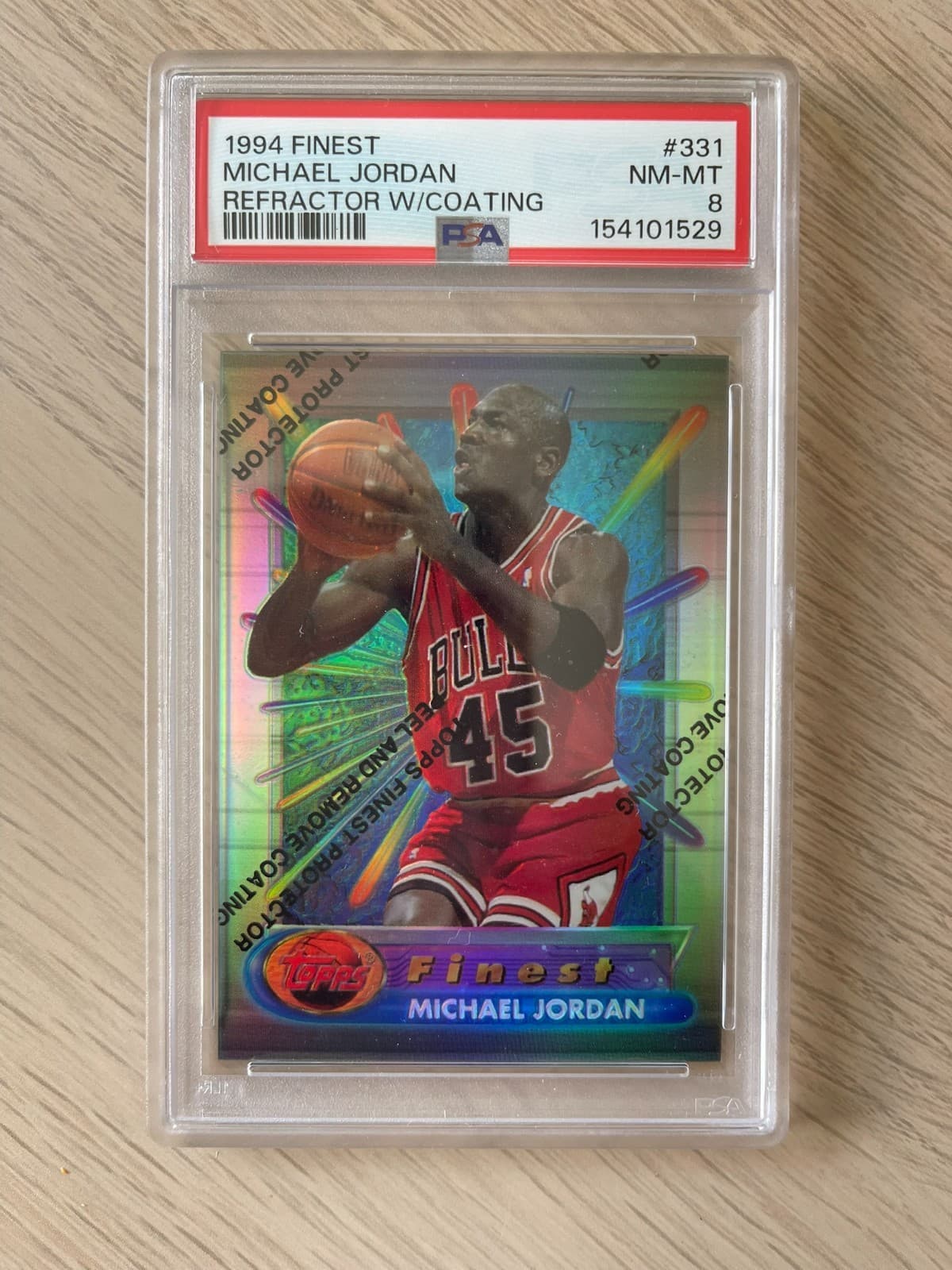 1994-95 Topps Finest Michael Jordan #331 refractor with coating PSA 8