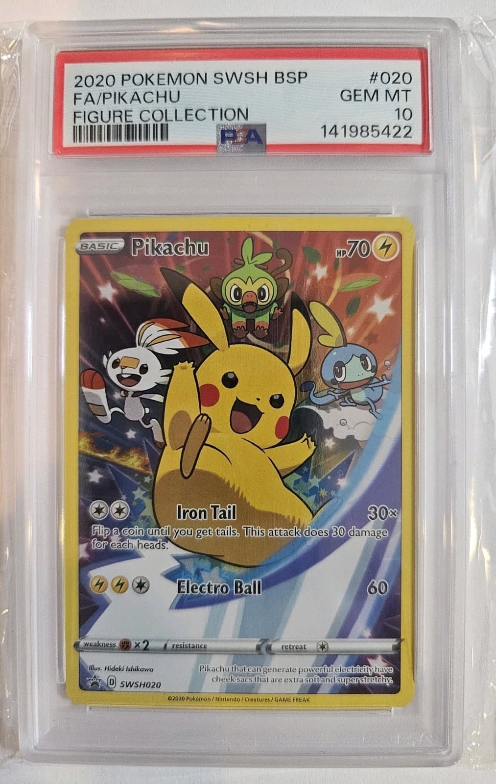 2020 Pokemon Swsh Black Star Promo Figure Collection Full Art/Pikachu Psa 10