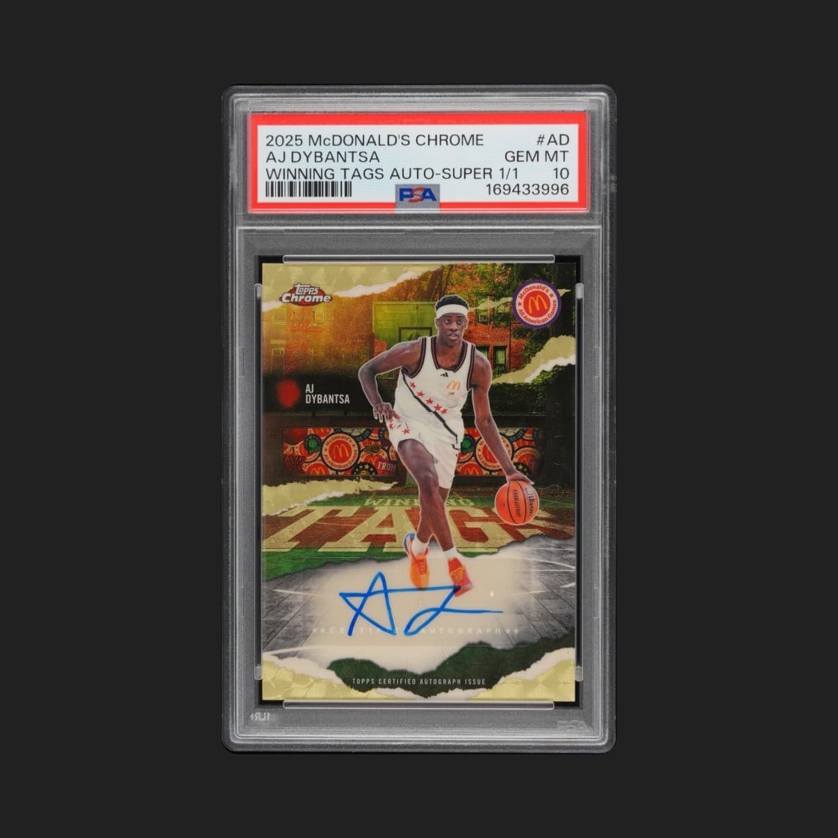 AJ Dybantsa Topps Chrome McDonalds All American SuperFractor 1/1 Auto PSA 10