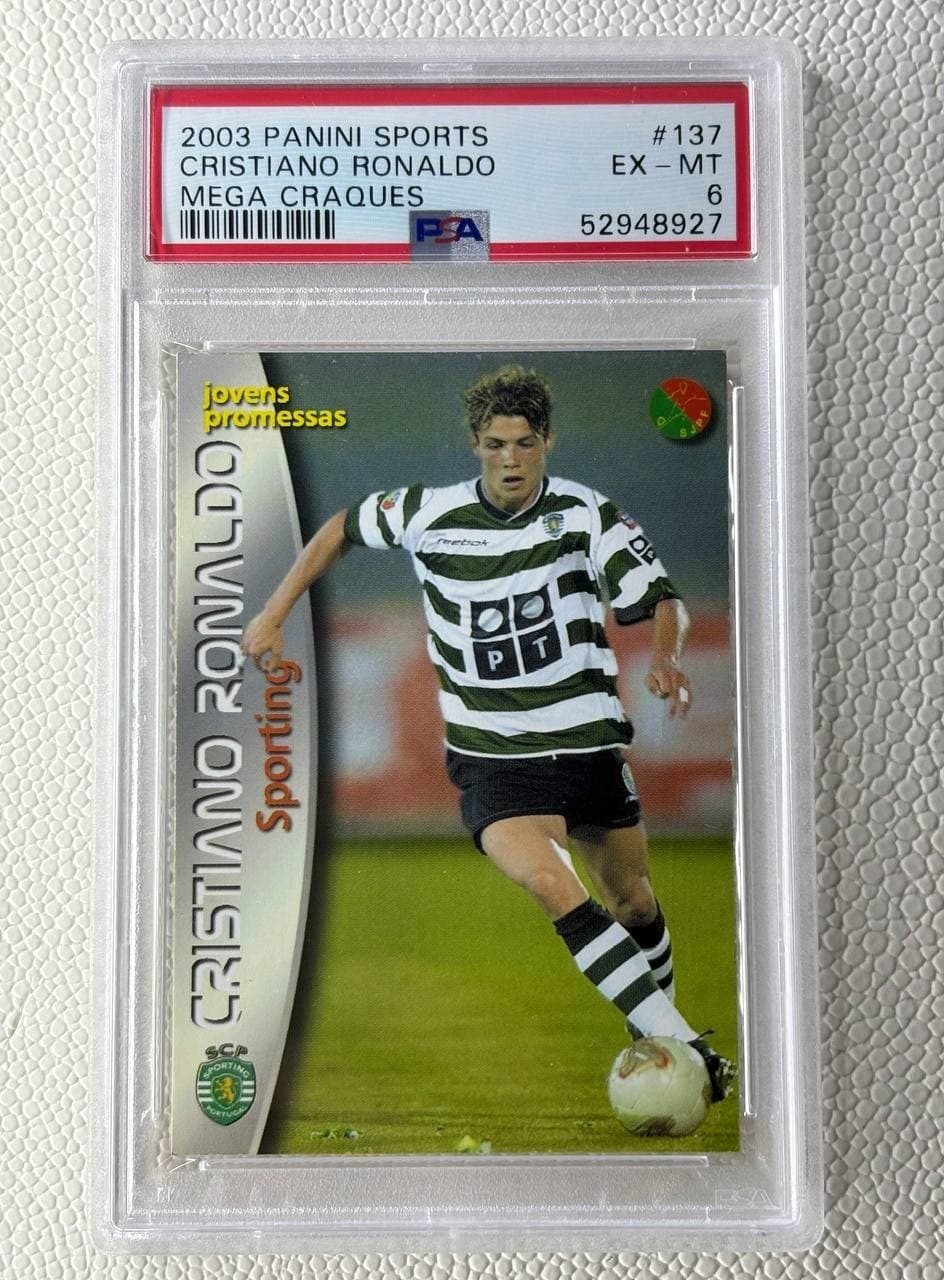 2003 CRISTIANO RONALDO MEGA CRAQUES ROOKIE Panini Sports PSA 6 #137 MEGACRACKS