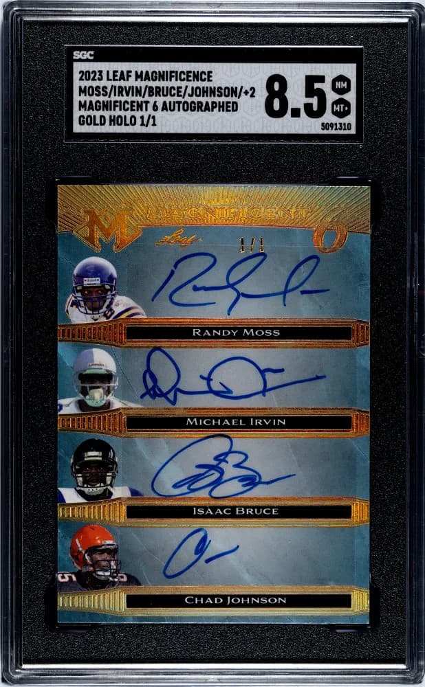 2023 Leaf Johnson Adams Hill Moss Irvin Bruce #M6-5 6 Auto Gold Holo 1 1 SGC 8.5