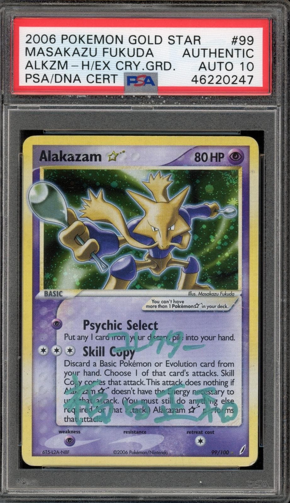 Pokemon Alakazam Gold Star Holo Masakazu Fukuda Auto 10 99 PSA AUTHENTIC