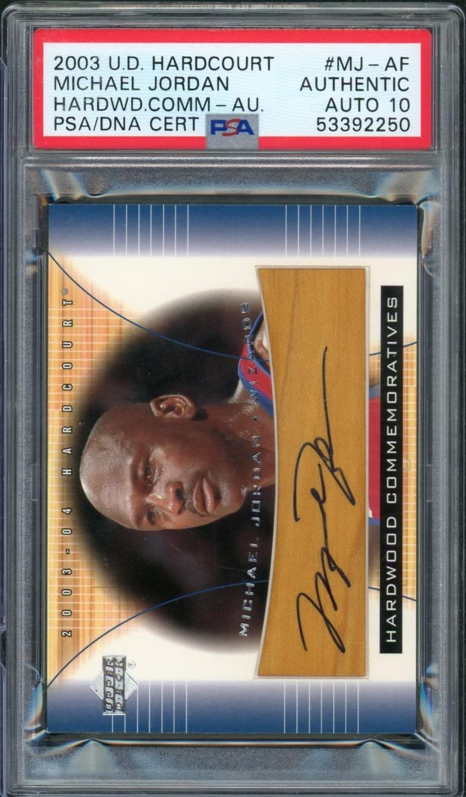 2003 Upper Deck Hardcourt Michael Jordan Hardwood Commemoratives PSA Auto 10