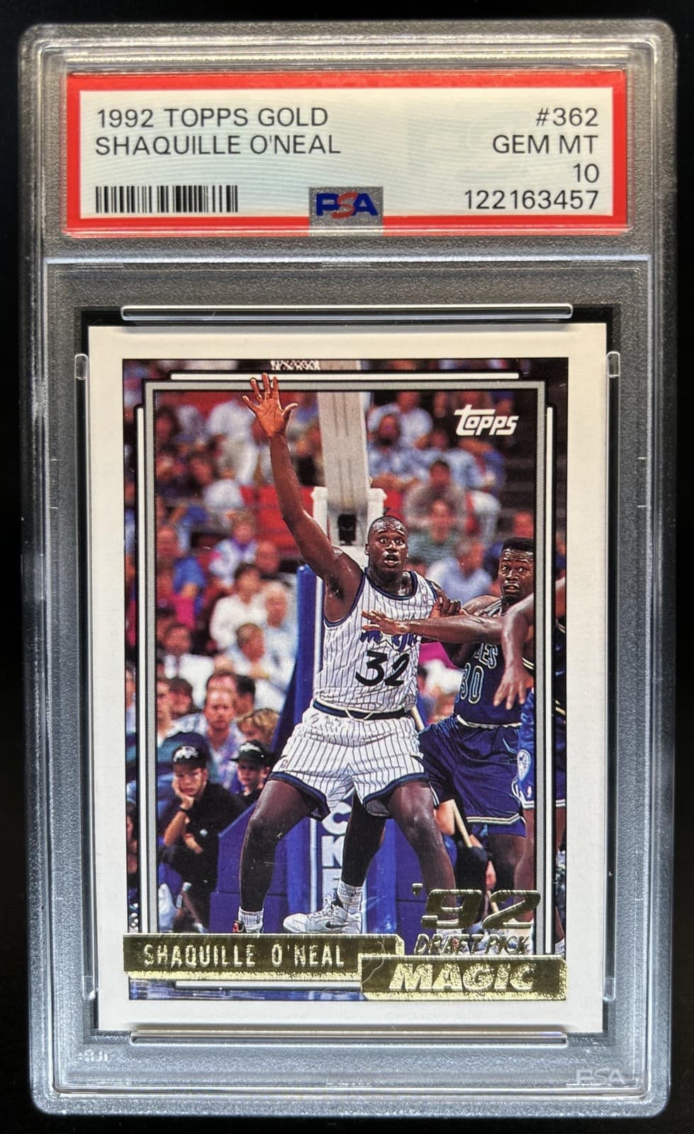 1992-93 Topps Shaquille O'Neal Gold Rookie RC #362 Magic PSA 10 GEM MINT