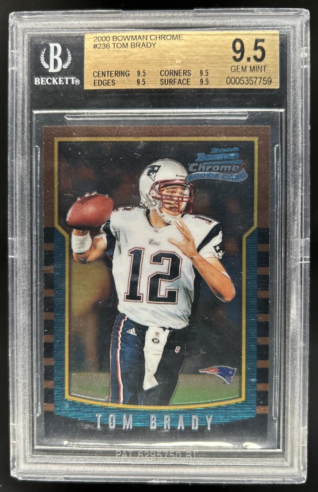 2000 Bowman Chrome Tom Brady Rookie RC #236 Patriots BGS 9.5 GEM MINT