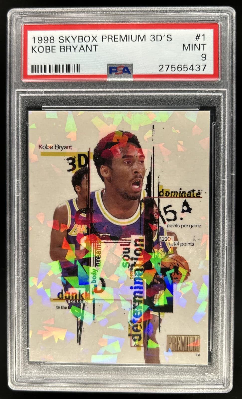 1998-99 Skybox x Premium Kobe Bryant 3D #1 DDD Lakers PSA 9