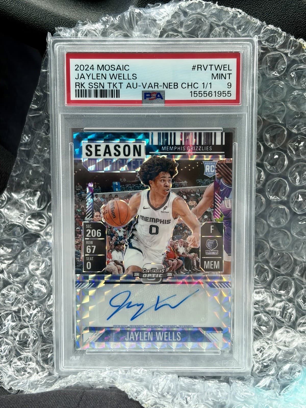 2024 Jaylen Wells Nebula Choice 1/1 Rookie Auto PSA 9 SSP Grizzlies RC