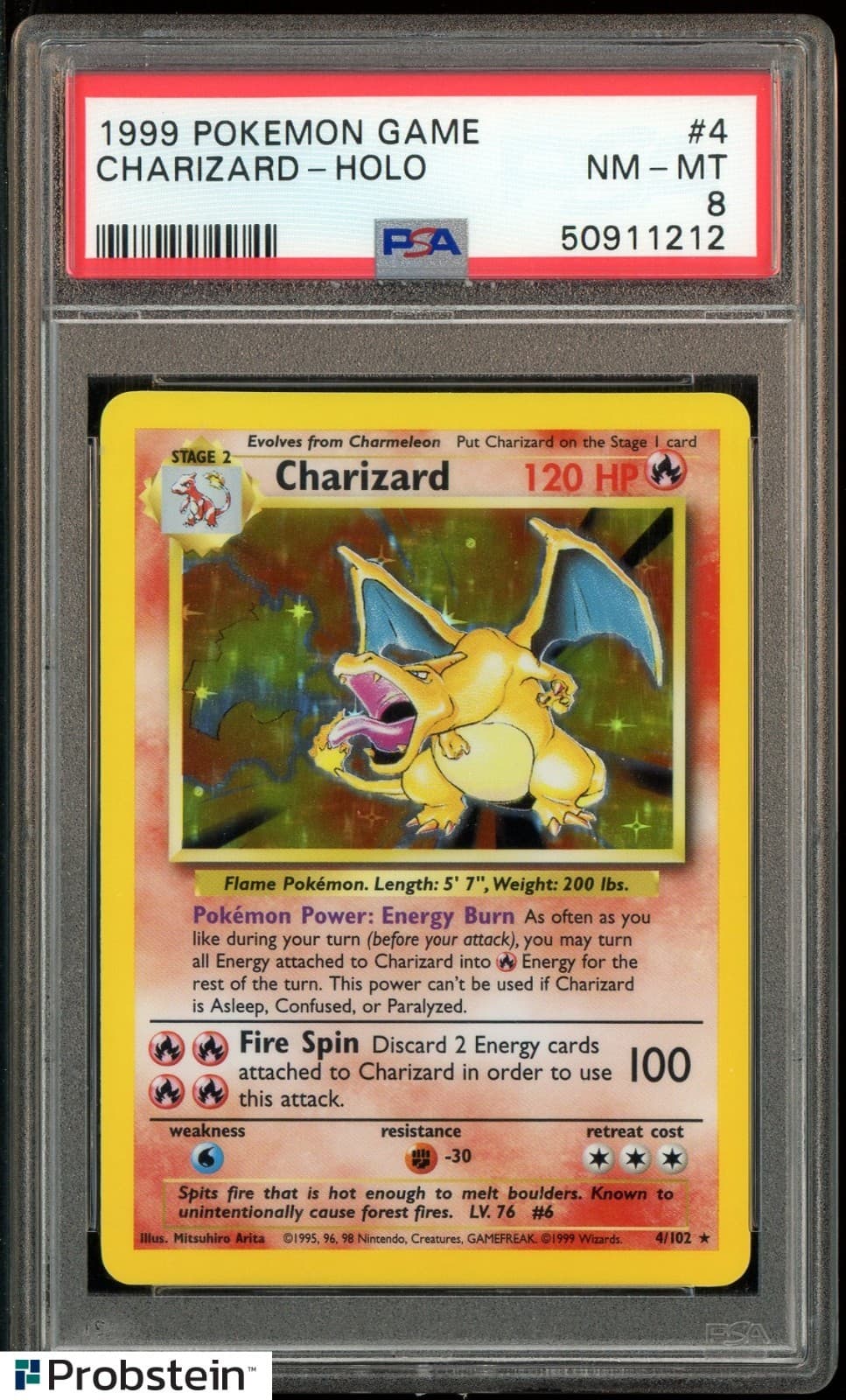 1999 Pokemon Game #4 Charizard-Holo Psa 8 Nm-Mt
