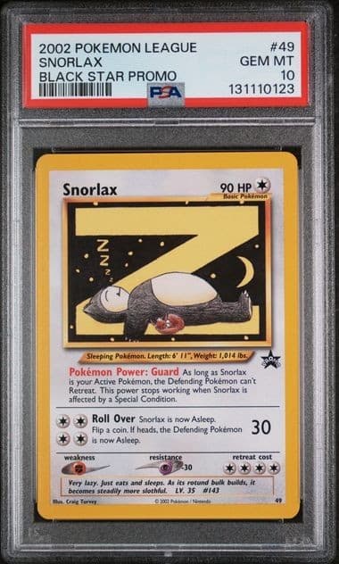 Pokemon League Promo Black Star #49 Snorlax PSA 10