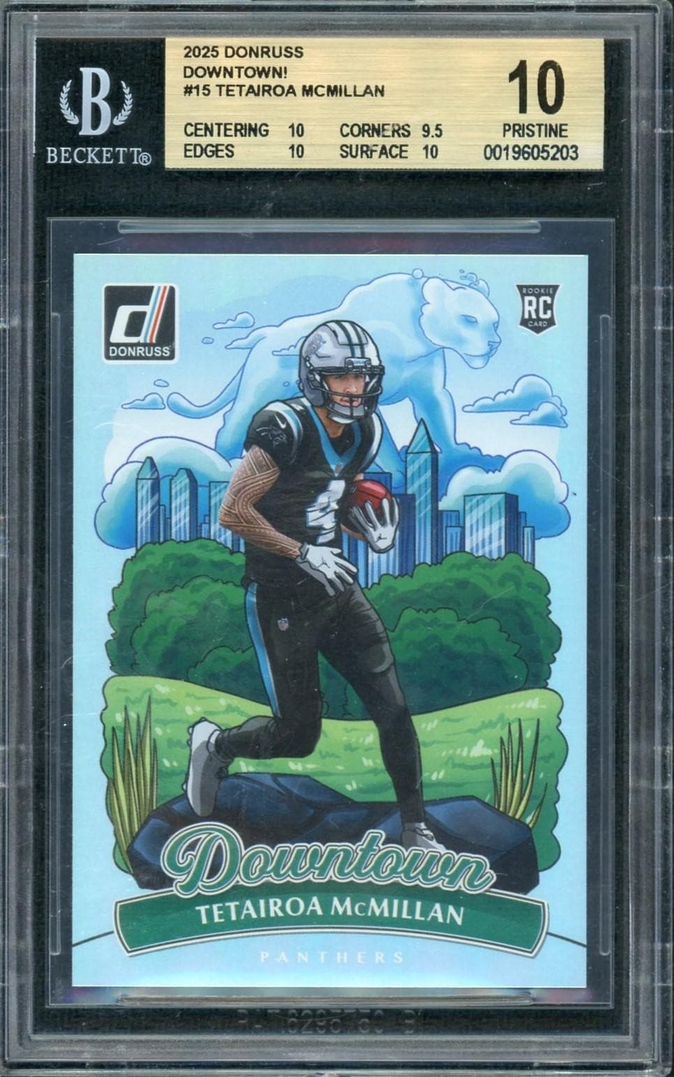 2025 Panini Donruss Tetairoa McMillan Downtown! Rookie #15 BGS 10