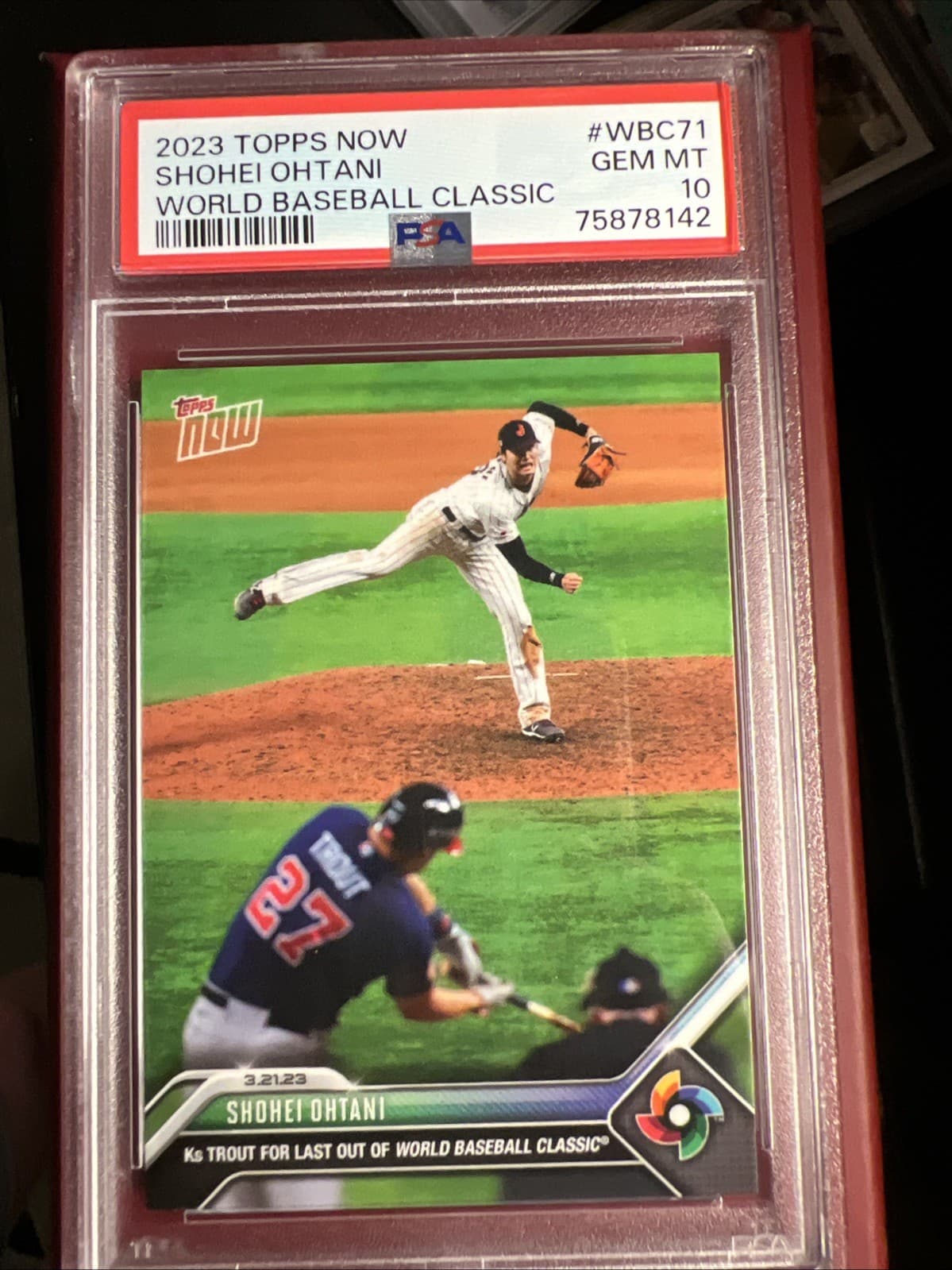 2023 Topps Now World Baseball Classic #WBC71 Shohei Ohtani Trout PSA 10 Gem Mint