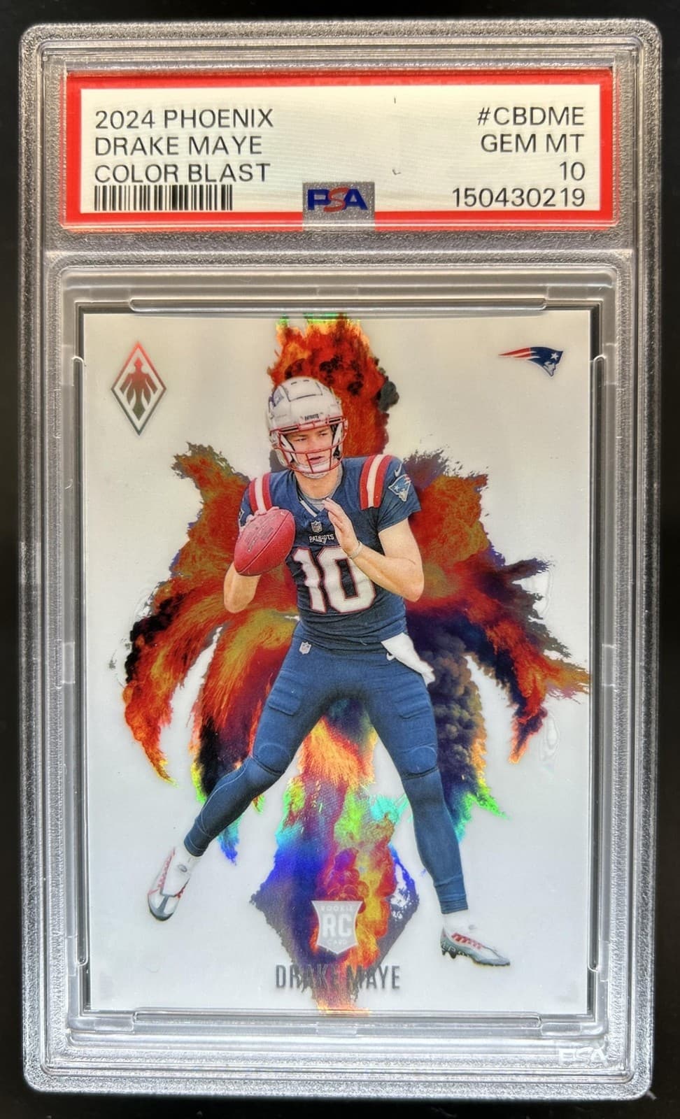 2024 Panini Phoenix Drake Maye Color Blast RC Rookie SSP #CB-DME Patriots PSA 10