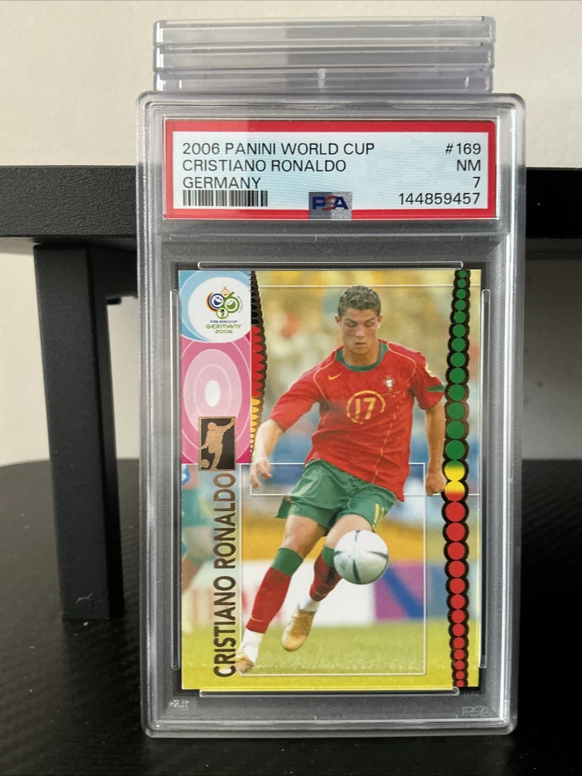 2006 Panini World Cup Germany Soccer #169 Cristiano Ronaldo Portugal PSA 7 NM