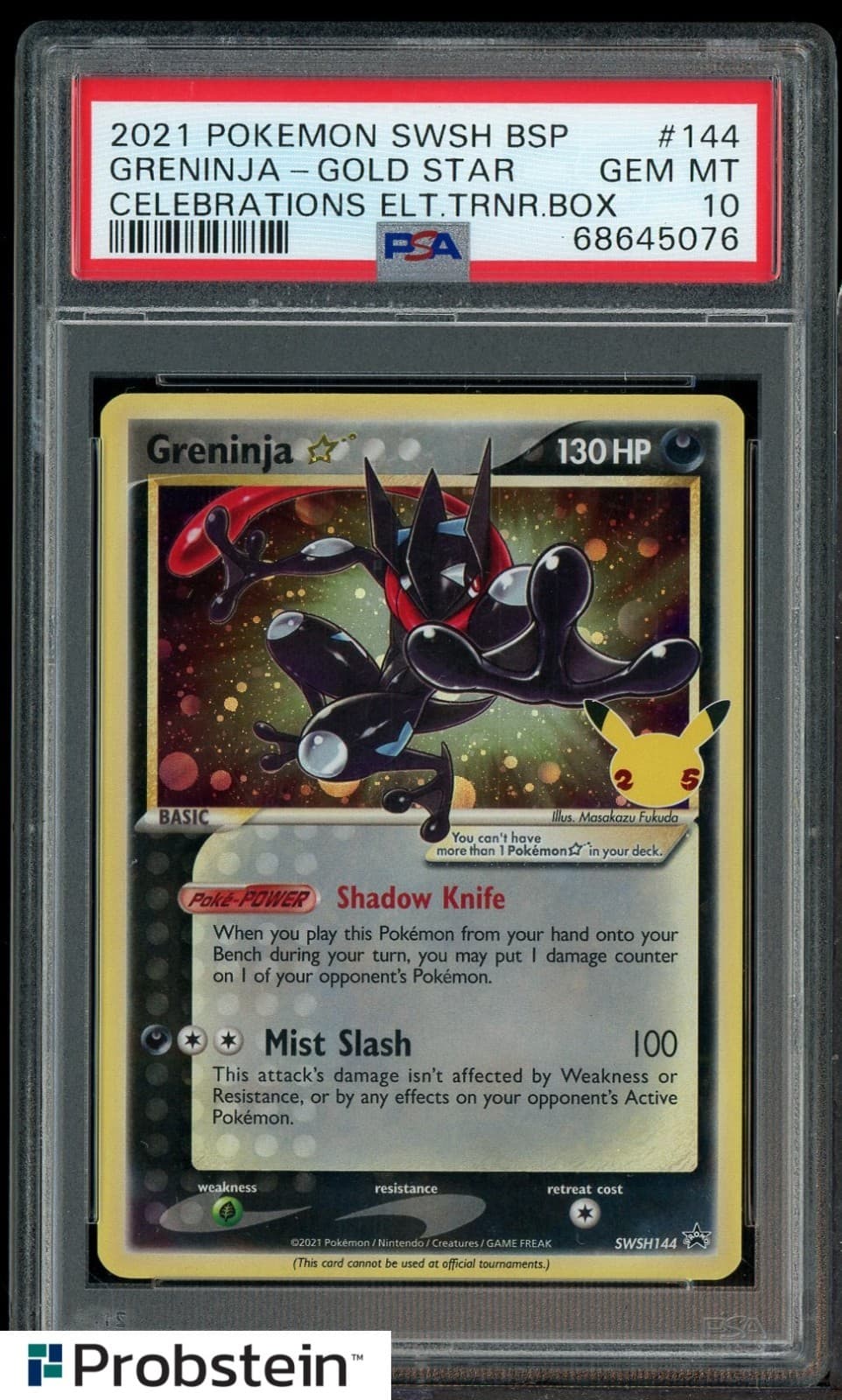 2021 Pokemon SWSH BSP Celebrations ETB #144 Greninja Gold Star PSA 10 GEM MINT