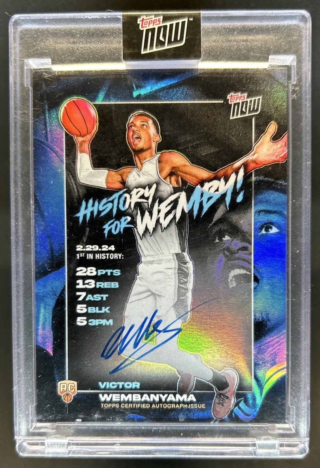 2024 Topps Now Victor Wembanyama History For Wemby Rookie Auto RC #/49