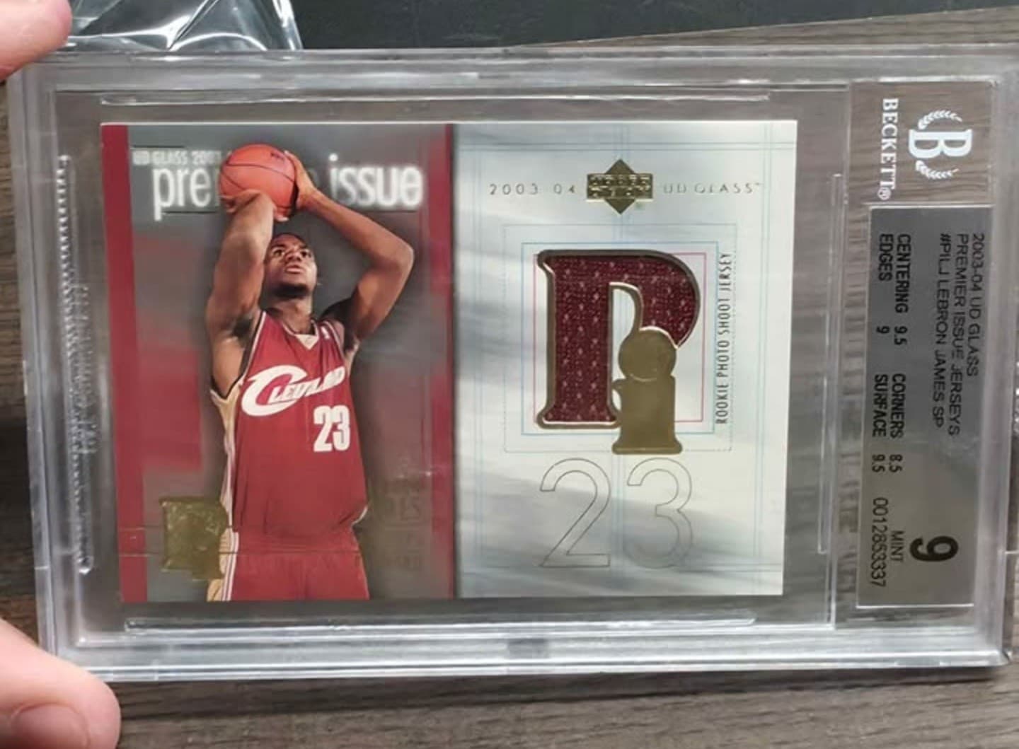LEBRON JAMES BGS9 RC 2003-04 UPPER DECK GLASS #PI-LJ ROOKIE PREMIER JERSEY SP 