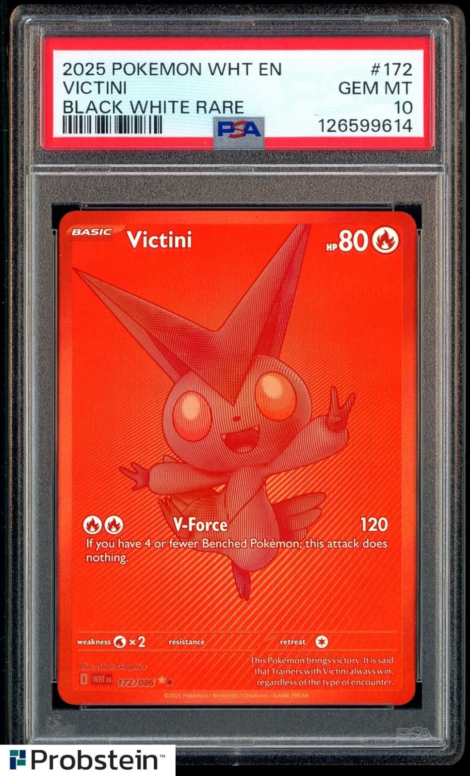 2025 Pokemon SV White Flare WHT EN Victini Black and Rare #172/086 PSA 10